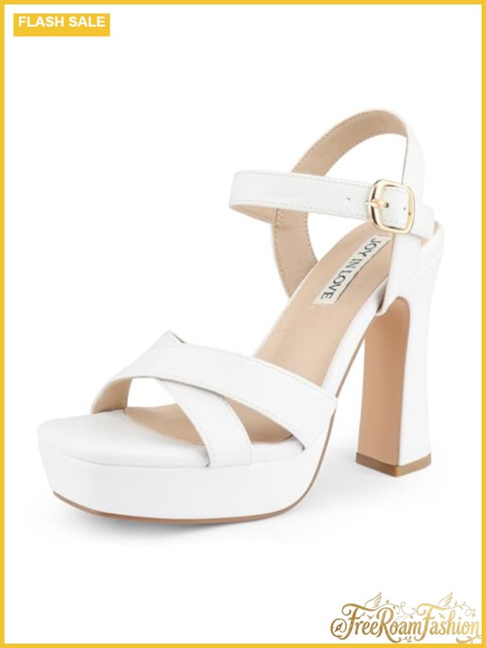 Women's Chunky Block Heel Platform Sandals with Cross Strap & Ankle Buckle